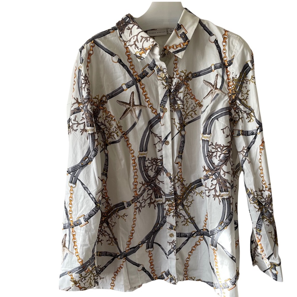 Susan Graver chain button down shirt size 12